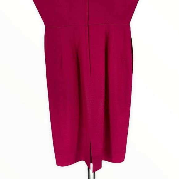 80’s Vintage Albert Nipon Bright Pink Dress with Gold Buttons - Picture 6 of 12